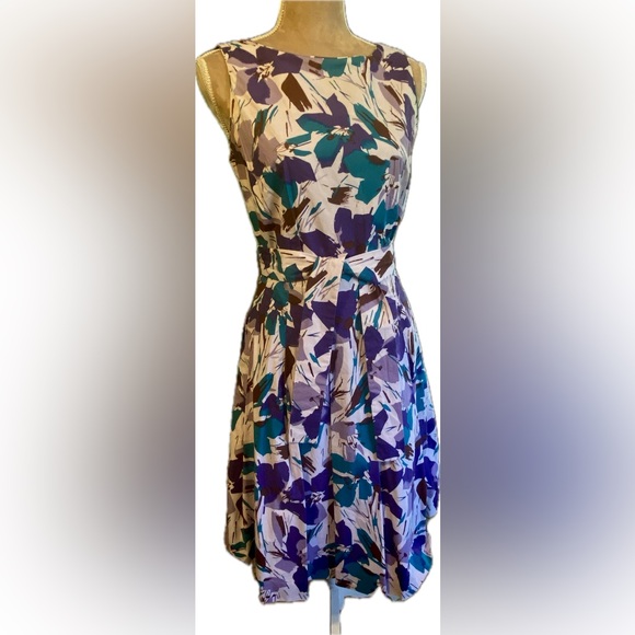Carole Little Dresses & Skirts - Carole Little Sleeveless Floral Midi Dress in Teal, Purple & Cream